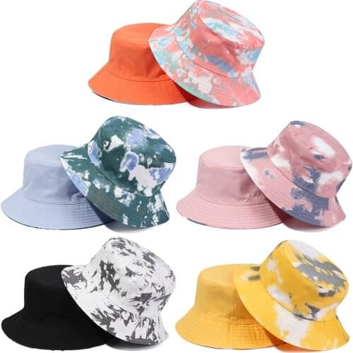 Fashion Unisex Double-Sided Bucket Hat Foldable Rainbow Color Fisherman Cap Sun Hat Outdoor Sunscreen Cap Casual Accessories