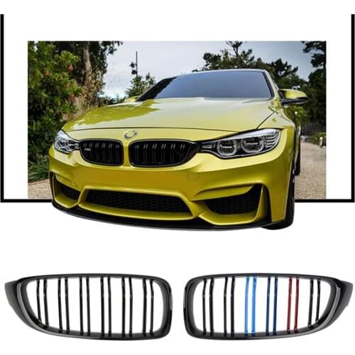 A Pair 2013-2018 4 Series ABS Gloosy Black Dual Line Front Grills for Bmw F32 F33 F36 F82 F83 Car Accessories