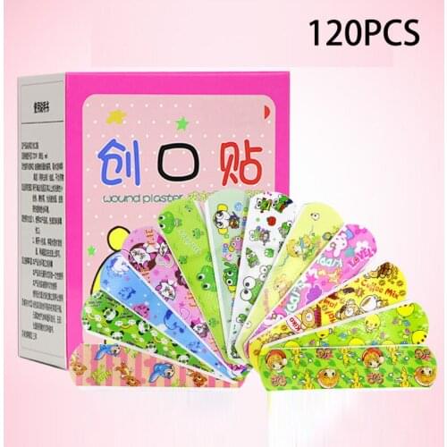 120PCs Waterproof Breathable Cute Cartoon Band Aid Hemostasis Adhesive Bandages First Aid Emergency Kit for Kids Children