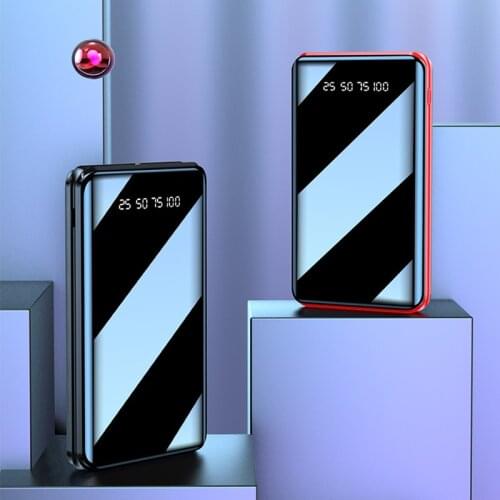 20000mAh Portable Mini Size Power Bank With Mirror Screen External Battery Double USB OUTPUT Powerbank For iPhone Xiaomi Phone