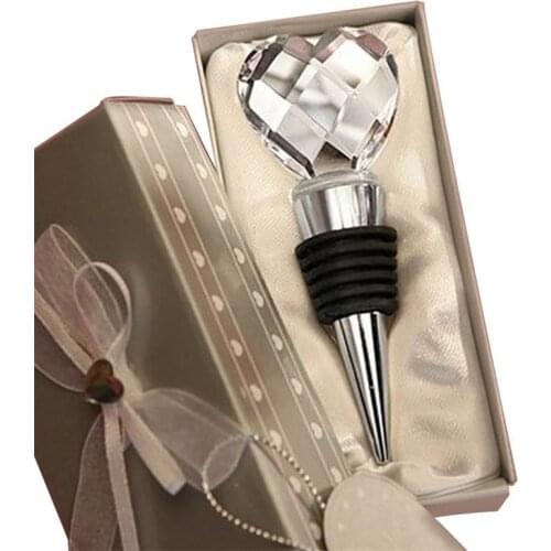 Dropshipping Wine Cap and Crystal Wine Clip Champagne Bottle Stopper Vacuum Sealed Wedding Gift Wine Pour Chain Clip and Hook