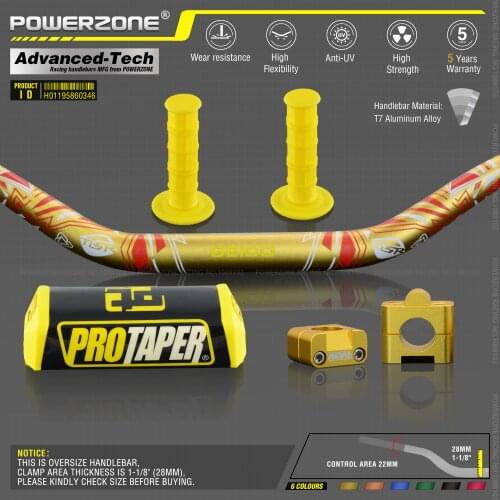 Handlebar For Pro Taper Pack Bar 1-1/8" Classic Handle bar Pads Grips Pit Pro Racing Dirt Pit Bike Motorcycle With CNC Adapter