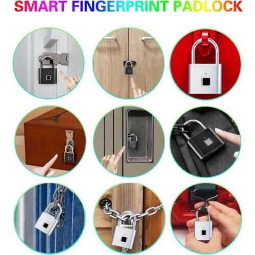 Fingerprint Lock Smart Padlock Thumbprint Door Padlocks Portable Anti-Theft Fingerprint Lock For Bag Drawer Suitcase Waterproof
