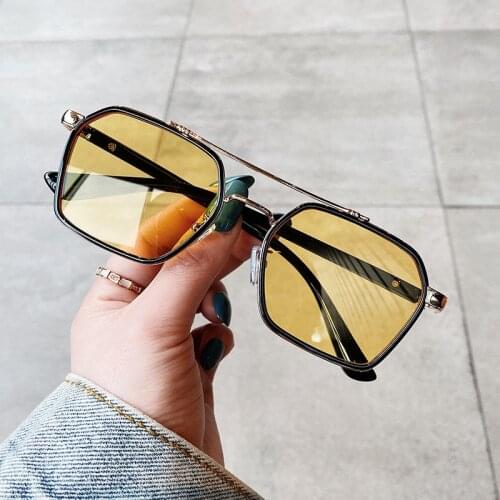 Luxury Women Square Sunglasses Oversized Original Brand Design Sun Glasses for Female Men Fashion Punk Black Yellow Shades UV400