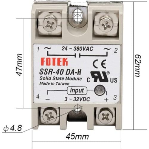 Solid state relay SSR-40DA-H 40A actually 3-32V DC TO 90-480V AC SSR 40DA H relay