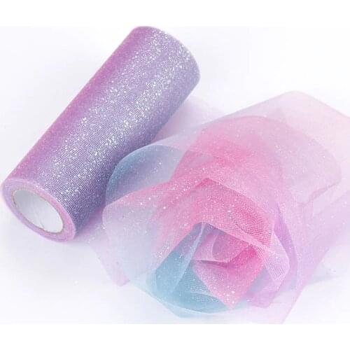 10Yard/roll Rainbow Glitter Tulle Roll Sequin Crystal Organza Sheer Fabric DIY Craft Gift Tutu Skirt Home Wedding Decoration