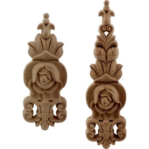 VZLX Unpainted Wood Carved Decal Corner Applique Frame For Home Furniture Wall Cabinet Door Decorative Wooden Miniature Craft