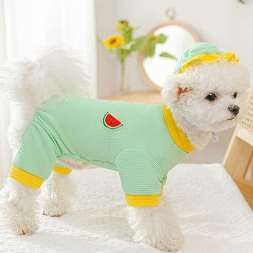 Candy Color Pet Dog Clothes Cat Pajamas Cute Dog Jumpsuit At Home For Small Dogs Poodle Jumpsuit Suit With Hat Pyjamas Overalls
