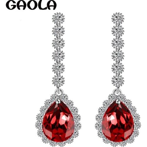 GAOLA Luxury Cubic Zirconia Crystal Fashion Jewelry Wedding Teardrop Long Dangle Earrings For Woman GLE3830