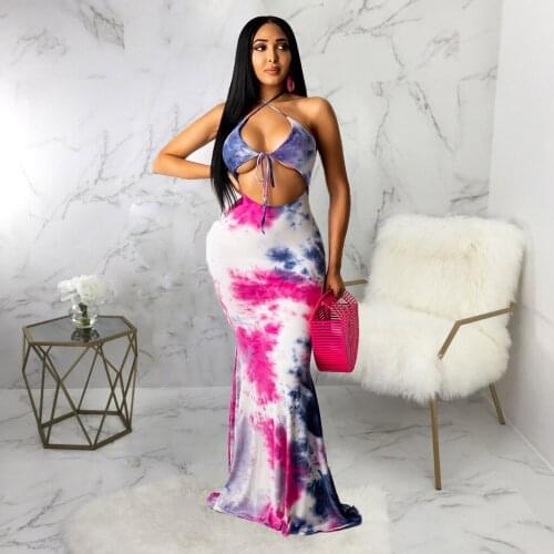 2021 New Arrival Famous Brand Dress Print Hollow Out Spaghetti Strap Summer Sexy Celebrity Party Maxi Dress Vestidos