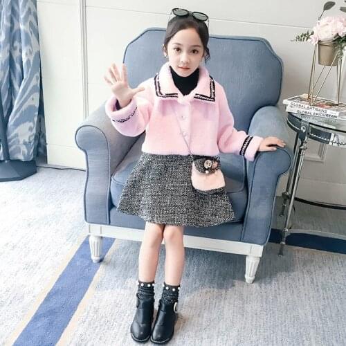 Girl vest dress coat two-piece Girl Autumn Winter Long Sleeve Dress Set Girl dress two-piece Girl jacket dress set