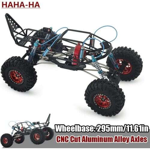 1/10 RC Rock Crawler Tube Frame Chassis with CNC Aluminum Axle RCRUN Adjustable Oil Shocks 48P Gearbox