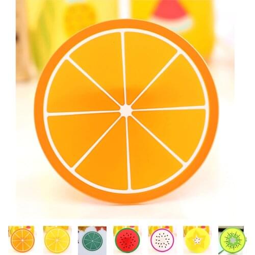 1 Pc Creative Silicone Dining Table Placemat Coaster Kitchen Accessories Mat Cup Bar Fruit Shape Slip Insulation Pad Cup Pad