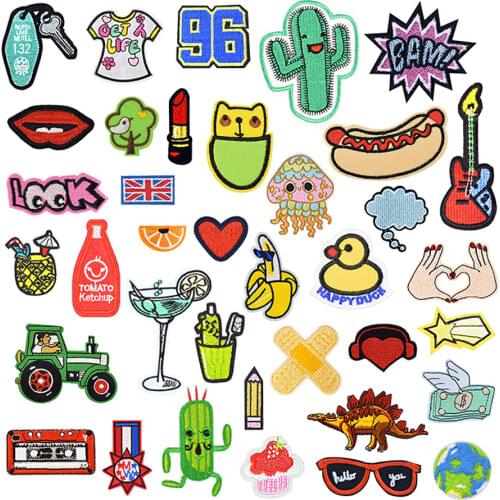 1 PCS Mixed Funny Patches for Children Clothing Cute Animal Plant Car Applique Patch Iron Embroidery for Clothes Sew Accessories