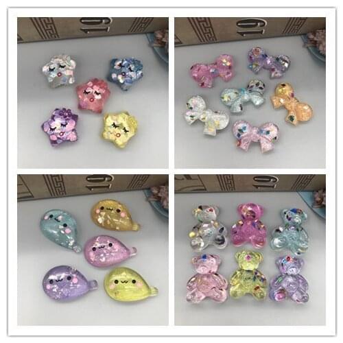 10pcs Resin Kawaii Hot Selling colorful bowknot, star, seal,bear for Jewelry Accessory, Hair Bow Center, DIY