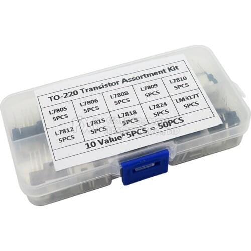 10value*5PCS=50PCS LM317T L7805 L7806 L7808 L7809 L7810 L7812 L7815 L7818 L7824 Transistor Assortment Kit Voltage Regulator Box
