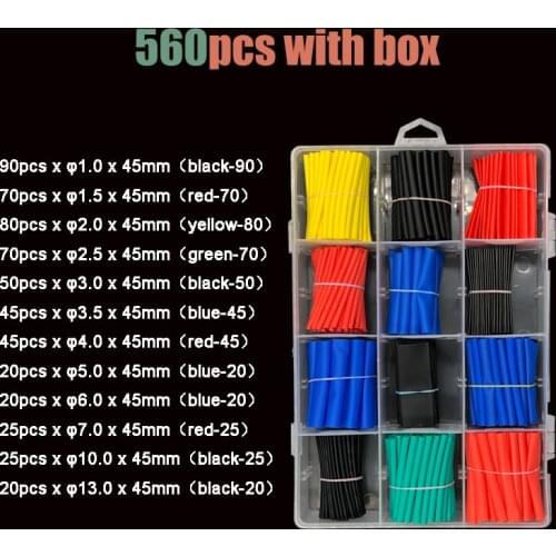 150/164/328/530/560 pcs Heat Shrink Tube Assorted Insulation Shrinkable Tube 2:1 Wire Cable Sleeve Kit can Dropship