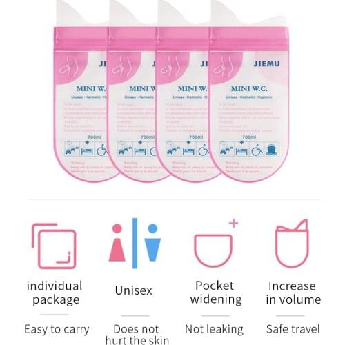 4pcs 700ml Emergency Portable Car Urine Bag Vomit Bags Mini Mobile Toilets Handy Unisex Disposable Urinal Toilet Bag