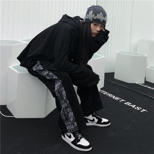 Korean Style Wide Leg Pants Cartoon Print Harajuku Trousers Women Streetwear Autumn Fashion Streetwear Sweatpants Women