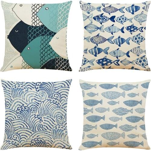 Cartoon Shark Cushion Cover Hoga Decorative Pillow funda cojines 45x45 housse de coussin Nordic Throw Pillow Cover for Sofa Car