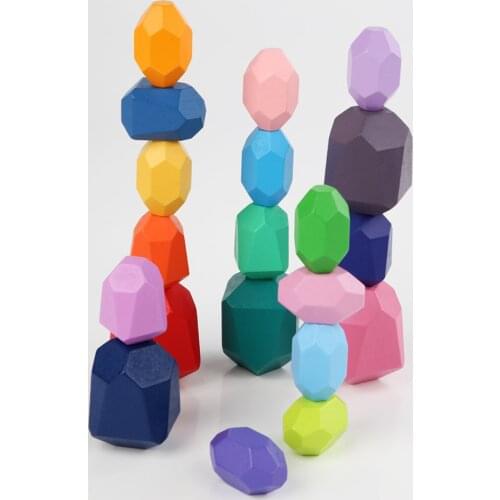 Enlightenment Stone Building Block Balance Kids Game Baby Training Learning Development Toy Wooden Early Educational