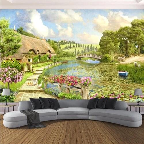 Photo Wallpaper 3D Pastoral Landscape Murals Living Room Bedroom Home Decor European Style Wall Papers For Walls 3 D Papel Mural