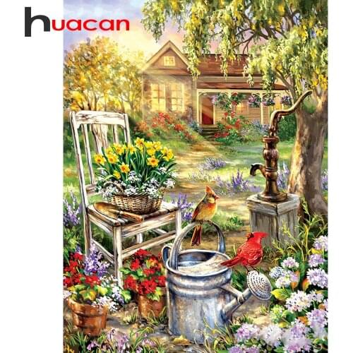Huacan 5d DIY Diamond Painting Summer Full Square/round Diamond Embroidery Mosaic Landscape Home Decoration