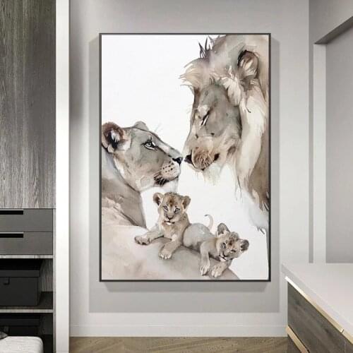 African Wild Lion Family Canvas Painting Modern Posters and Prints Animal Wall Art Picture for Living Room Home Decor Cuadros
