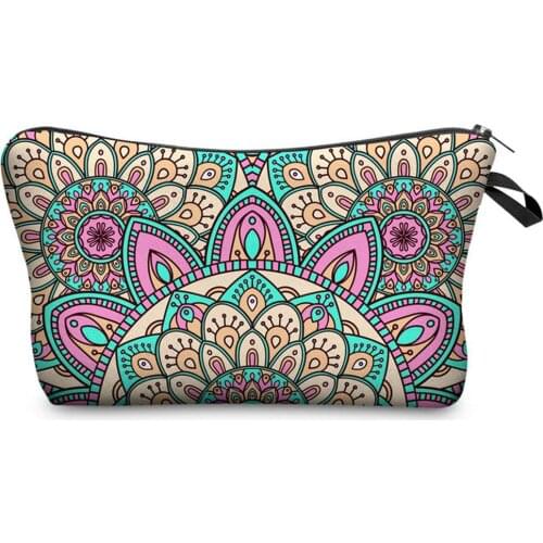 Hot Sale Mandala Pattern Women Toiletries Organize Cosmetic Bags Casual Travel Portable Storage Handbags Makeup Bag Toiletry Bag