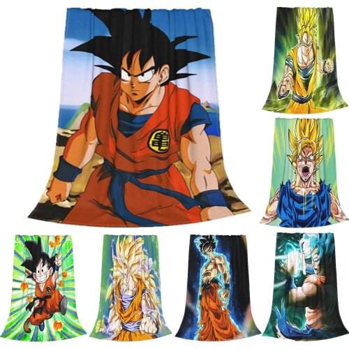 Son Goku Strong Blankets Coral Fleece Plush Printed Japanese Anime Manga Soft Throw Blanket for Bedding Couch Bedding Throws