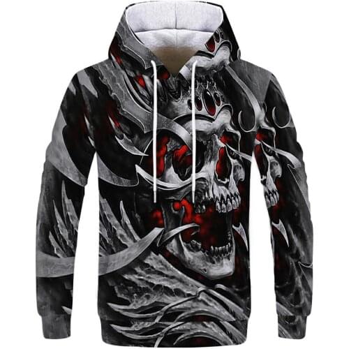 New Custom Unisex Sweatshirt 3D Skull Printed Pullovers Hoodies Dropship Asian size XXS-4XL