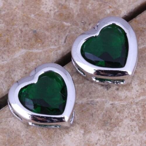 Enchanting Green Cubic Zirconia Silver Plated Stud Earrings S0462