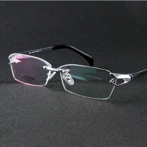 Pure Titanium Half Rim eyeglasses frame unique designer Men Glasses suit reading clear glasses optical prescpriton eyewear gafas