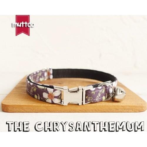 MUTTCO Retailing fashion handmade soft stubborn cat collar with small flowers THE CHRYSANTHEMUM cat collars 2 sizes UCC044