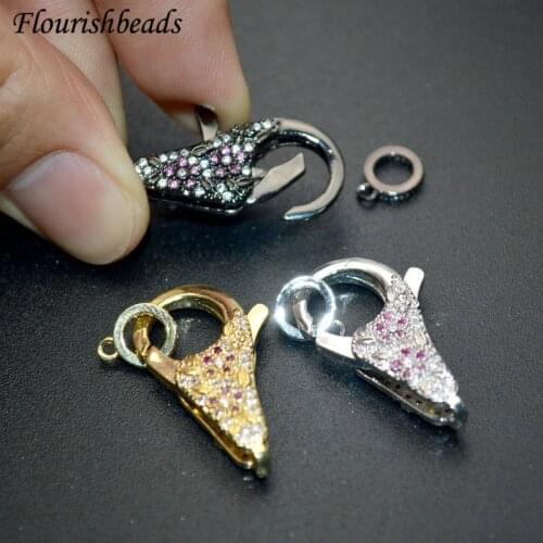 Pave CZ Shiny Lobster Clasp Hooks DIY Jewelry Makings Connetor Necklace Bracelet Chain Accessory Supplies 10pcs/lot