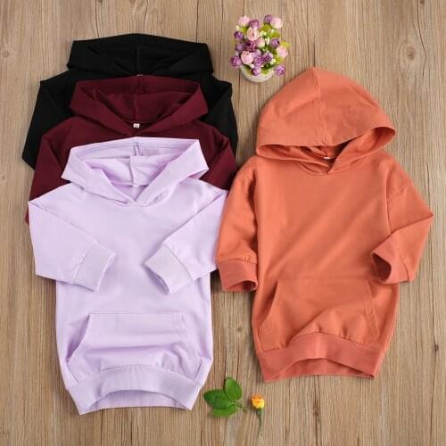 1-5Years Toddler Kids Baby Girls Casual Clothes Spring Autumn Children Girls Pullover Hoodies Sweatshirts Straight Pocket Dress