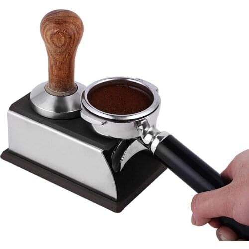 UPORS Practical Coffee Tamper Stand Stainless Steel Coffee Tamper Holder Reusable Silicone Tamping Mat Durabl Coffee Maker Tool