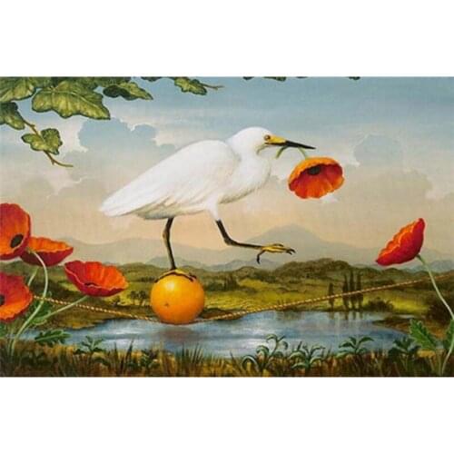 Bird and red flower - diamond painting cross stitch full diy embroidery wedding decoration square drill Christmas gift A6669R