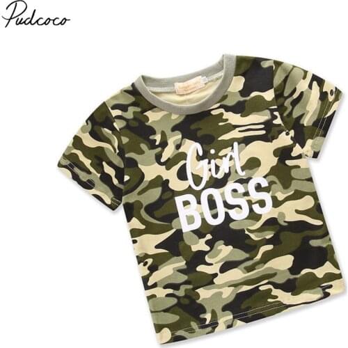 Pudcoco Baby Kids Boys Girls Clothes Casual Camo Short Sleeve O-Neck T shirt 1-6 Years Helen115