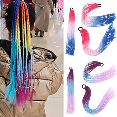 Ponytail Hairpiece With Elastic Hair Band Rubber Band Hair Accessories Wig Ponytail Headband Kids Twist Braid Rope