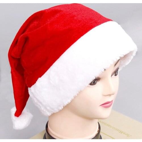 Christmas Decoration Hats Red Gold Velvet Short Plush Adult Children Hat Party Dress Cap