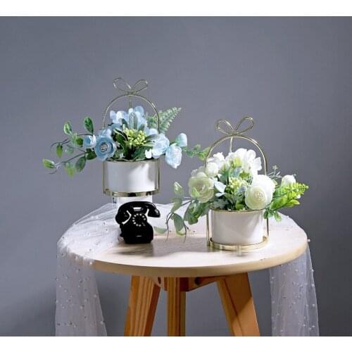 Nordic ins wrought iron portable frame hydrangea bonsai ornaments home study office wedding decoration flower ornaments