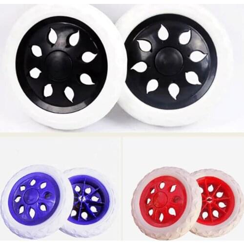 2PCS/Set Shopping Cart Wheel Replacement with Button Lock, 16cm Diameter, Rubber Foaming Wheel Casters, Black, Blue, Red