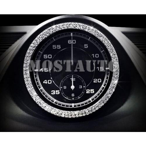 Rhinestone Style Center Console Dash Clock Trim Cover For Porsche Macan Cayenne Panamera Boxster Cayman 718 911 1pcs Car Decor