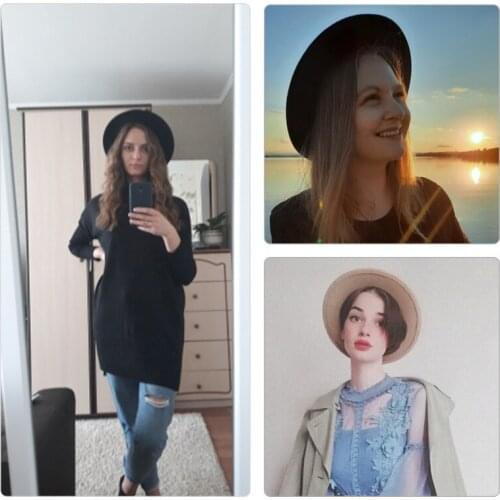 Spring Autumn Wool Boater Flat Top Hat For Womens Felt Wide Brim Fedora Hat Jazz Cap Classic Bowler Gambler Top Hat