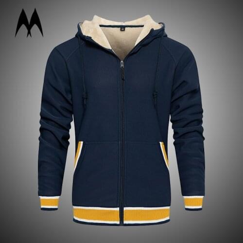 Winter New Men Fleece Hoodie Jacket Casual Sweatshirt Fashion Color Matching Cardigan Jackets Mens Jogging Sports Coat 2021