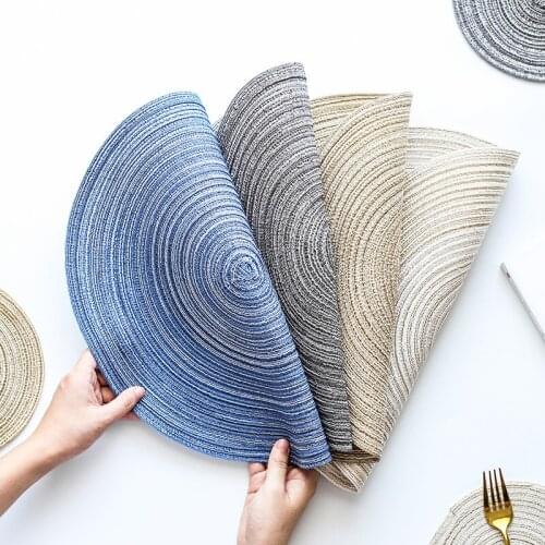 1Pcs Ramie Round Placemat Non-Slip Tableware Mat Coaster Insulation Pad Braided Table Mats For Dining Table Kitchen Accessories