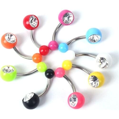 1PC Charm Mix Color Piercing Ombligo Pink Black Body Piercing Jewelry Stainless Steel Navel Piercing Navel Piercing