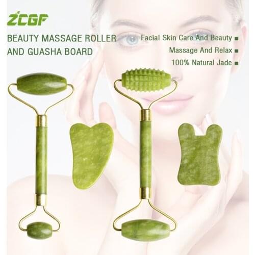 100% Natural Jade Roller GuaSha Board Facial Massage Tools Facial Massage Roller Beauty Lifting Slimming Scraper DropShipping