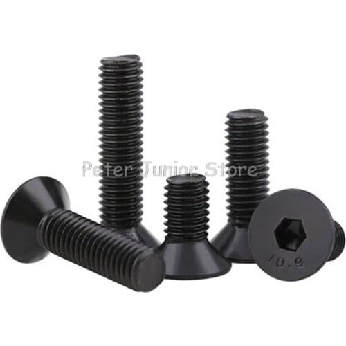 100PCS Steel Flat M3 M4 M5 series 10.9 round M*6/8/10/12-50 mm Countersunk Head Hex Socket Screw GMN